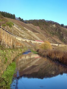 Moselhochwasser am Hangviadukt