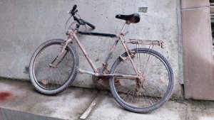 Bahntunnel, Fahrrad, verschlammt